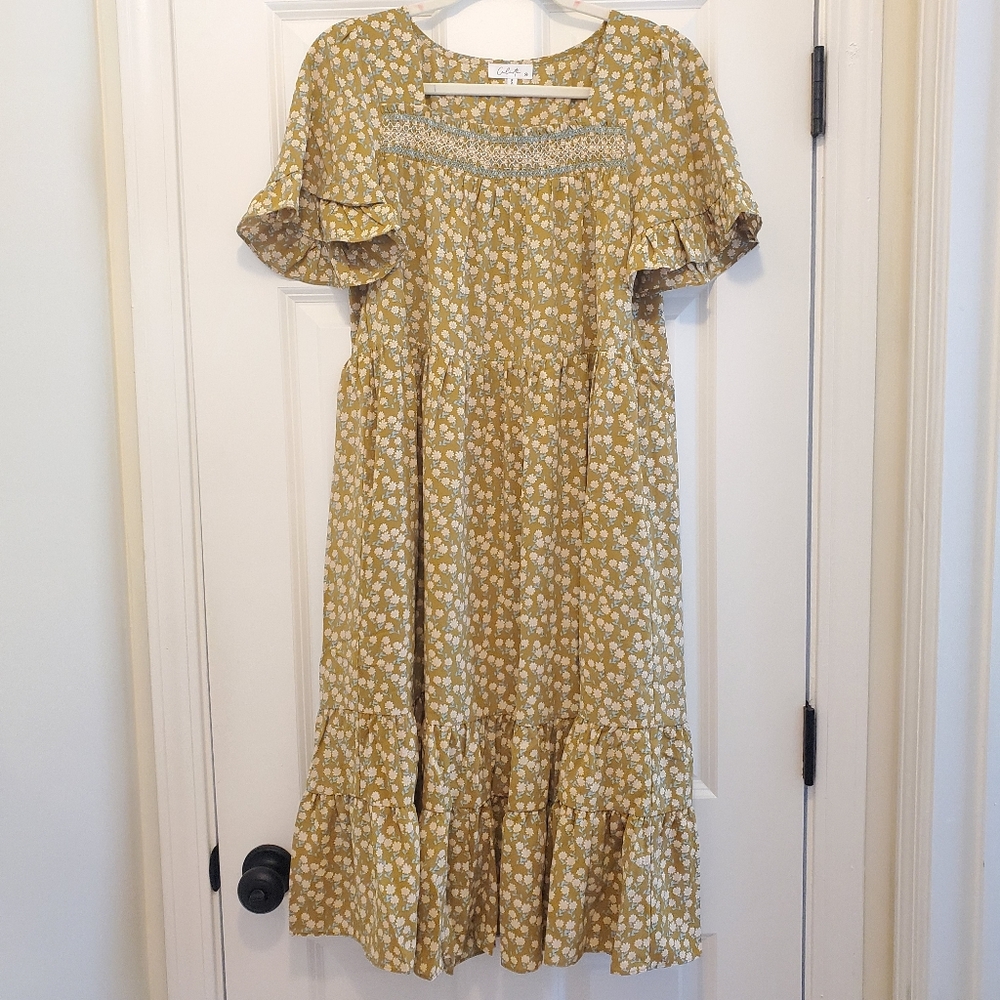 Mustard Floral Dress